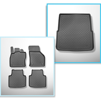 Conjunto de alfombrilla para maletero y alfombrillas para el interior del coche TPE para: Skoda Superb III 3V Crossover (09.2015-11.2023) - maletero superior (con suelo multifuncional); no para la versión híbrida
