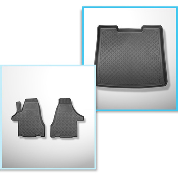 Conjunto de alfombrilla para maletero y alfombrillas para el interior del coche TPE para: Volkswagen Caravelle T5 Furgonetaeta (2003-05.2015) - distancia larga entre ejes; tras la tercera fila de asientos