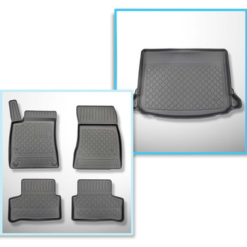 Conjunto de alfombrilla para maletero y alfombrillas para el interior del coche TPE para: Mercedes-Benz Classe A W177 Hatchback (05.2018-....) - compartimentos desmontables en los modelos con red lateral; también para híbridos