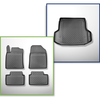 Conjunto de alfombrilla para maletero y alfombrillas para el interior del coche TPE para: Kia Ceed III CD Familiar (09.2018-....) - también modelos con sistema de rieles, con/sin subwoofer; cavidad derecha extraíble; no para la versión híbrida