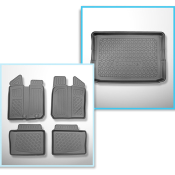 Conjunto de alfombrilla para maletero y alfombrillas para el interior del coche TPE para: Dacia Spring BBG SUV (03.2021-2024)