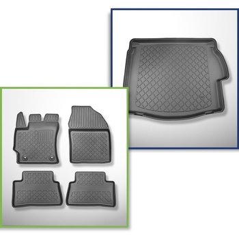 Conjunto de alfombrilla para maletero y alfombrillas para el interior del coche TPE para: Toyota Corolla Cross 2.0 Hybrid Dynamic Force SUV (11.2022-....) - maletero superior; suelo móvil en la posición superior