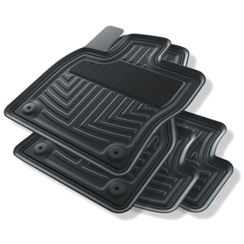 Alfombrillas de goma adecuadas para Seat Leon III Hatchback, Sportstourer (2012-2020) - alfombras para coche - negro - 4 unidades