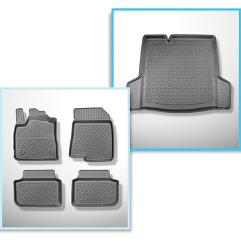 Conjunto de alfombrilla para maletero y alfombrillas para el interior del coche TPE para: Dacia Logan III Berlina (01.2021-....) - también versión LPG (TC e 100 LPG)