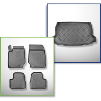 Conjunto de alfombrilla para maletero y alfombrillas para el interior del coche TPE para: Jeep Avenger SUV (01.2023-....) - maletero superior; suelo móvil en la posición superior; no para la versión eléctrica y Mild Hybrid