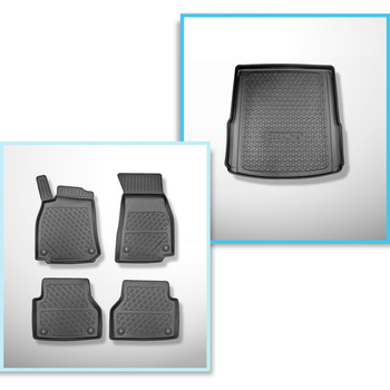 Conjunto de alfombrilla para maletero y alfombrillas para el interior del coche TPE para: Audi A6 C8 4H Avant (09.2018-....) - también para modelos con rieles; también para versión Quattro; no adecuado para versión TFSI e plug-in hybrid