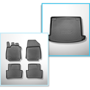 Conjunto de alfombrilla para maletero y alfombrillas para el interior del coche TPE para: Renault Clio IV Sport Tourer (03.2013-2023) - maletero superior