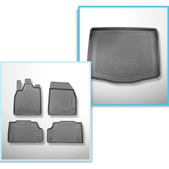 Conjunto de alfombrilla para maletero y alfombrillas para el interior del coche TPE para: Ford Mustang Mach-E SUV (05.2021-....) - maletero superior; suelo móvil en la posición superior