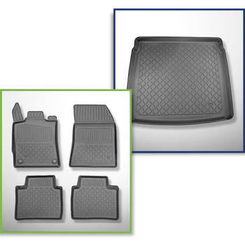 Conjunto de alfombrilla para maletero y alfombrillas para el interior del coche TPE para: Peugeot 408 Plug-in Hybrid SUV (10.2022-....) - también para Plug-in Hybrid