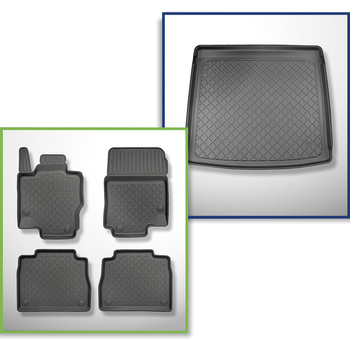 Conjunto de alfombrilla para maletero y alfombrillas para el interior del coche TPE para: Mercedes-Benz GLE V167 SUV (11.2018-....) - 5/7 plazas; tercera fila vacía; anche Plug-in Hybrid; banqueta trasera fija