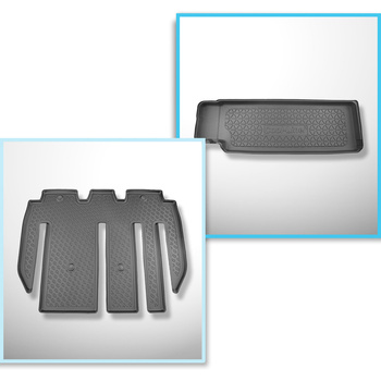 Conjunto de alfombrilla para maletero y alfombrillas para el interior del coche TPE para: Tesla Model X SUV (01.2021-....) - 7 plazas; tras la tercera fila de asientos