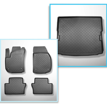 Conjunto de alfombrilla para maletero y alfombrillas para el interior del coche TPE para: Opel Zafira B Monovolumen (05.2005-2014) - 7 plazas; 3a fila abatible