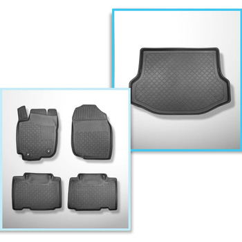 Conjunto de alfombrilla para maletero y alfombrillas para el interior del coche TPE para: Toyota RAV4 IV SUV (03.2013-12.2018) - no adecuado para versión híbrida