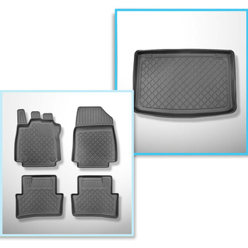 Conjunto de alfombrilla para maletero y alfombrillas para el interior del coche TPE para: Renault Clio IV Hatchback (10.2012-08.2019)