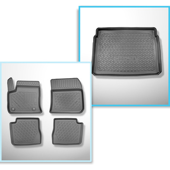 Conjunto de alfombrilla para maletero y alfombrillas para el interior del coche TPE para: Citroen E-C4 III Hatchback (12.2020-2024) - maletero superior; suelo móvil en la posición superior
