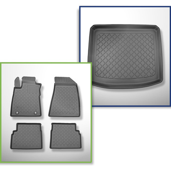 Conjunto de alfombrilla para maletero y alfombrillas para el interior del coche TPE para: MG ZS SUV (06.2022-08.2024) - para el maletero inferior y superior; con suelo móvil del maletero; no adecuado para versión Hybrid+