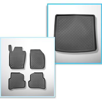 Conjunto de alfombrilla para maletero y alfombrillas para el interior del coche TPE para: Skoda Fabia III NJ Familiar (01.2015-2023) - maletero superior (con suelo multifuncional)