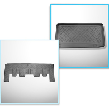 Conjunto de alfombrilla para maletero y alfombrillas para el interior del coche TPE para: Ford Tourneo Custom Furgonetaeta (02.2018-06.2023)