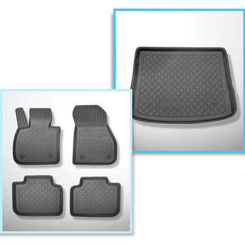 Conjunto de alfombrilla para maletero y alfombrillas para el interior del coche TPE para: BMW 2 F45 Active Tourer (09.2014-10.2021) - asiento trasero fijo / no corredizo; también para híbridos