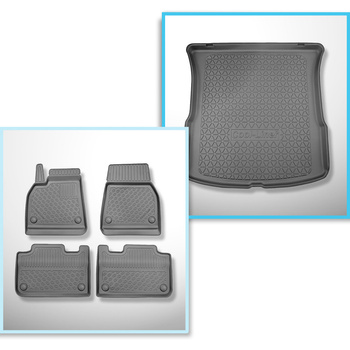 Conjunto de alfombrilla para maletero y alfombrillas para el interior del coche TPE para: Tesla Model Y SUV (08.2021-2025) - 5 plazas; maletero trasero