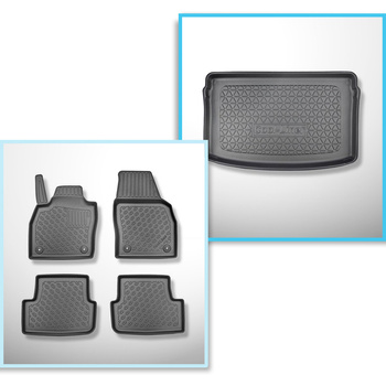 Conjunto de alfombrilla para maletero y alfombrillas para el interior del coche TPE para: Volkswagen Polo VI Hatchback (10.2017-....) - maletero superior; suelo móvil en la posición superior