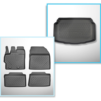 Conjunto de alfombrilla para maletero y alfombrillas para el interior del coche TPE para: Mazda 2 IV Hybrid Hatchback (03.2022-....) - maletero inferior; para coches sin doble suelo en el maletero