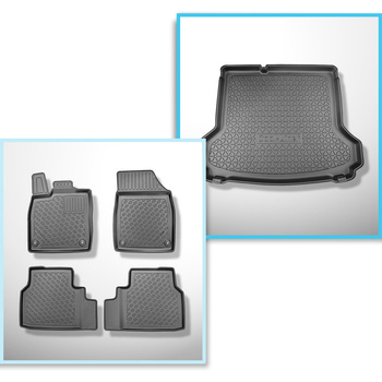 Conjunto de alfombrilla para maletero y alfombrillas para el interior del coche TPE para: Volkswagen ID.4 SUV (12.2020-....) - maletero inferior; modelos sin suelo móvil de maletero