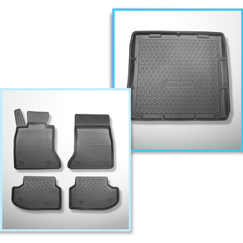 Conjunto de alfombrilla para maletero y alfombrillas para el interior del coche TPE para: BMW 5 F11 Touring (2013-04.2017) - sin X-drive; distanza guide sedili anteriori (parte posteriore) 365 mm