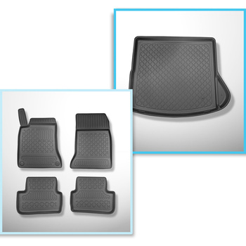 Conjunto de alfombrilla para maletero y alfombrillas para el interior del coche TPE para: Mercedes-Benz CLA C117 Shooting Brake (01.2015-08.2019) - cavidad derecha eliminable en modelos con malla lateral
