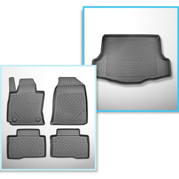 Conjunto de alfombrilla para maletero y alfombrillas para el interior del coche TPE para: SsangYong Tivoli Grand Crossover (06.2021-....) - maletero inferior; bajo/sin suelo móvil de maletero