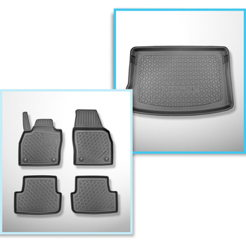 Conjunto de alfombrilla para maletero y alfombrillas para el interior del coche TPE para: Skoda Fabia IV Hatchback (09.2021-....) - maletero superior; suelo móvil en la posición superior
