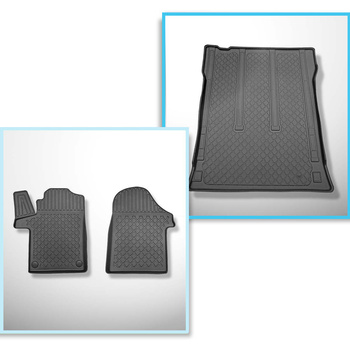 Conjunto de alfombrilla para maletero y alfombrillas para el interior del coche TPE para: Mercedes-Benz Vito W447 Tourer (10.2014-....) - para detrás de la 2a fila de asientos (3a fila de asientos en el coche o removida); versión larga (distancia entre ej