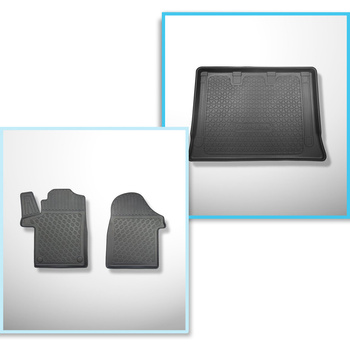 Conjunto de alfombrilla para maletero y alfombrillas para el interior del coche TPE para: Mercedes-Benz Vito W447 Tourer (10.2014-....) - tras la tercera fila de asientos; versión Extra larga (Extra Long) (distancia entre ejes 3430 mm; longitud del vehícu
