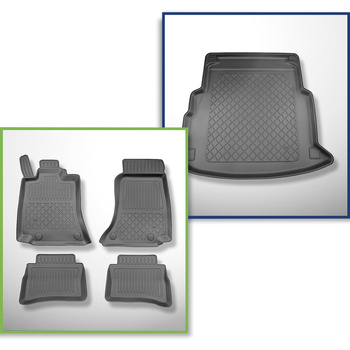 Conjunto de alfombrilla para maletero y alfombrillas para el interior del coche TPE para: Mercedes-Benz Classe E W214 Berlina (08.2023-....) - no adecuado para versión Plug-in híbrida