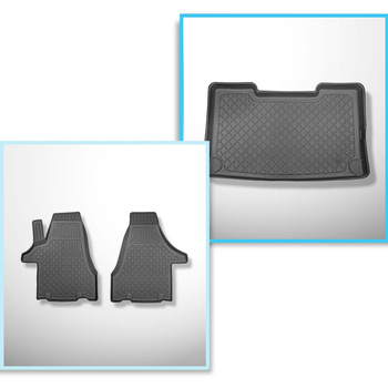 Conjunto de alfombrilla para maletero y alfombrillas para el interior del coche TPE para: Volkswagen Caravelle T6, T6.1 Furgonetaeta (06.2015-2024) - distancia entre ejes corta; para detrás de la 3a fila de asientos
