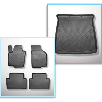 Conjunto de alfombrilla para maletero y alfombrillas para el interior del coche TPE para: Seat Alhambra II Furgonetaeta (09.2010-2020) - 7 plazas; 3a fila abatible