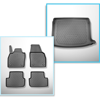 Conjunto de alfombrilla para maletero y alfombrillas para el interior del coche TPE para: Volkswagen Taigo SUV (09.2021-....) - maletero superior; suelo móvil en la posición superior