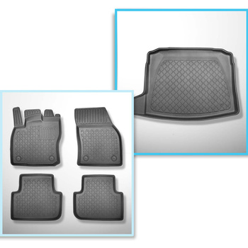 Conjunto de alfombrilla para maletero y alfombrillas para el interior del coche TPE para: Volkswagen Tiguan II SUV (05.2016-....) - parte inferior del maletero; modelos sin base móvil en el maletero; no adecuado para versión ehíbrida