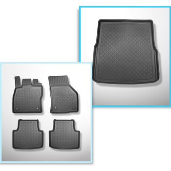 Conjunto de alfombrilla para maletero y alfombrillas para el interior del coche TPE para: Volkswagen Passat B8 Variant (12.2014-11.2023) - también para GTE Plug-in Hybrid