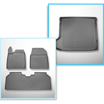 Conjunto de alfombrilla para maletero y alfombrillas para el interior del coche TPE para: Kia EV6 Crossover (10.2021-....) - maletero superior; para doble suelo en la posición superior