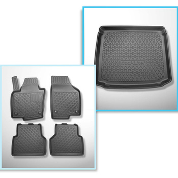 Conjunto de alfombrilla para maletero y alfombrillas para el interior del coche TPE PREMIUM para: Volkswagen Tiguan I SUV (07.2007-04.2016) - parte inferior del maletero; con kit de reparación