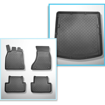 Conjunto de alfombrilla para maletero y alfombrillas para el interior del coche TPE para: Audi A4 B8 Sedan (01.2008-10.2015) - también versión Quattro