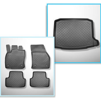 Conjunto de alfombrilla para maletero y alfombrillas para el interior del coche TPE para: Seat Ateca SUV (09.2016-....) - parte inferior del maletero; modelos sin base móvil en el maletero