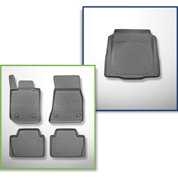 Conjunto de alfombrilla para maletero y alfombrillas para el interior del coche TPE para: BMW 4 G22 Coupé (10.2020-....) - el borde trasero (en el umbral de carga) para ser cortado