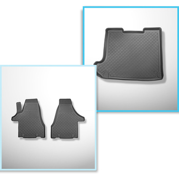 Conjunto de alfombrilla para maletero y alfombrillas para el interior del coche TPE para: Volkswagen Multivan T6, T6.1 Furgonetaeta (06.2015-2021) - distancia larga entre ejes; tras la tercera fila de asientos