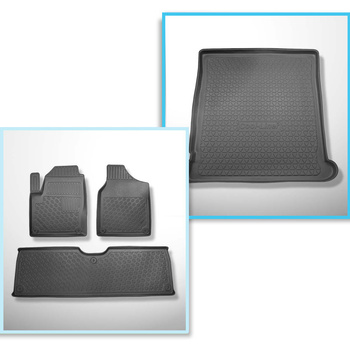 Conjunto de alfombrilla para maletero y alfombrillas para el interior del coche TPE PREMIUM para: Seat Alhambra I Furgonetaeta (1995-08.2010) - 5/7 plazas; 3a fila de asientos removida