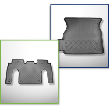 Conjunto de alfombrilla para maletero y alfombrillas para el interior del coche TPE para: Tesla Model X SUV (01.2021-....) - 6 posti; segunda fila; tras la 2ª fila de asientos (3a fila abatible)