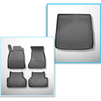 Conjunto de alfombrilla para maletero y alfombrillas para el interior del coche TPE para: Audi A4 B9 Avant (11.2015-2024) - también para modelos con rieles; también para versión Quattro