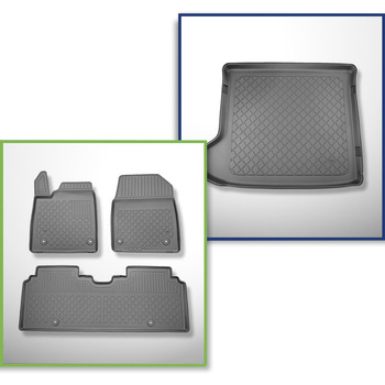 Conjunto de alfombrilla para maletero y alfombrillas para el interior del coche TPE para: Kia EV6 Crossover (10.2021-....) - maletero superior; para doble suelo en la posición superior