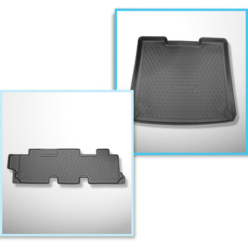 Conjunto de alfombrilla para maletero y alfombrillas para el interior del coche TPE para: Volkswagen Caravelle T5 Furgonetaeta (2003-05.2015) - distancia larga entre ejes; tras la tercera fila de asientos; tercera fila